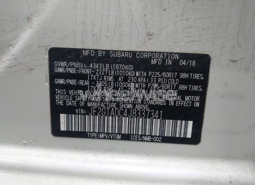 Photo 9 of 2018 Subaru Crosstrek 2.0I PREMIUM (VIN JF2GTADC4J8337341)