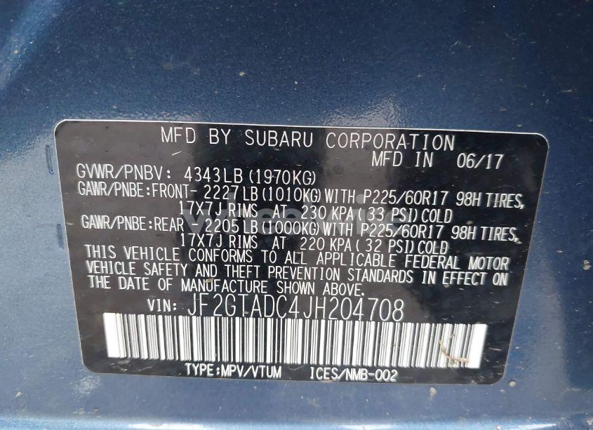 Photo 9 of 2018 Subaru Crosstrek 2.0I PREMIUM (VIN JF2GTADC4JH204708)