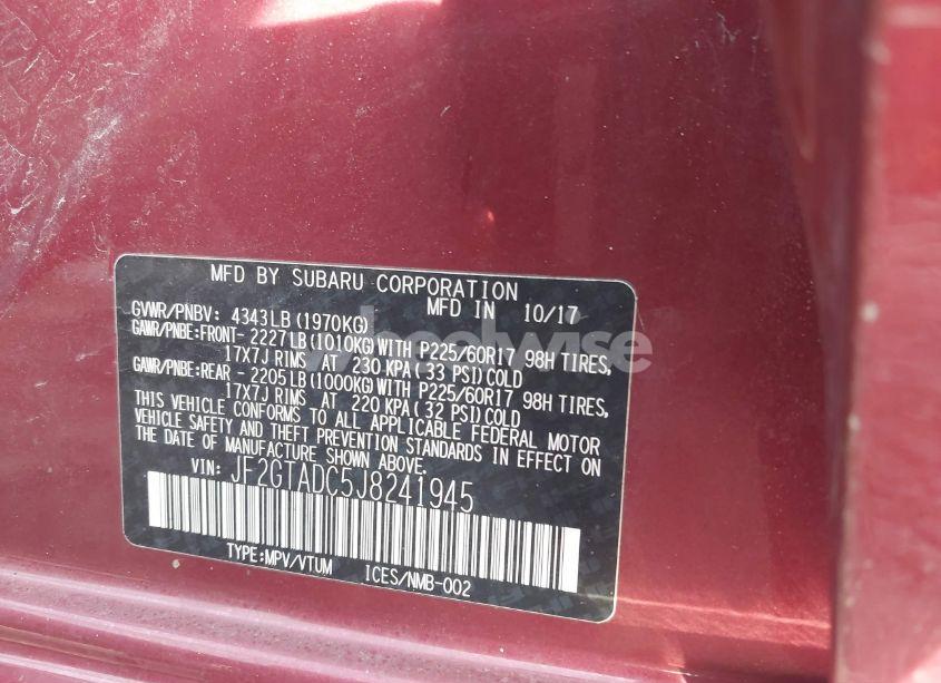 Photo 9 of 2018 Subaru Crosstrek 2.0I PREMIUM (VIN JF2GTADC5J8241945)