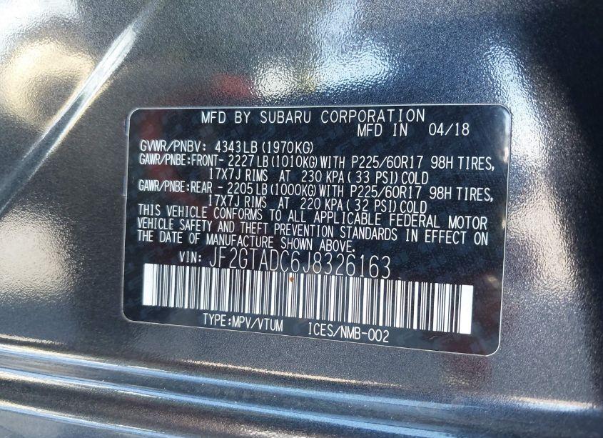 Photo 9 of 2018 Subaru Crosstrek 2.0I PREMIUM (VIN JF2GTADC6J8326163)