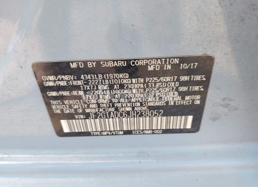 Photo 9 of 2018 Subaru Crosstrek 2.0I PREMIUM (VIN JF2GTADC6JH238052)