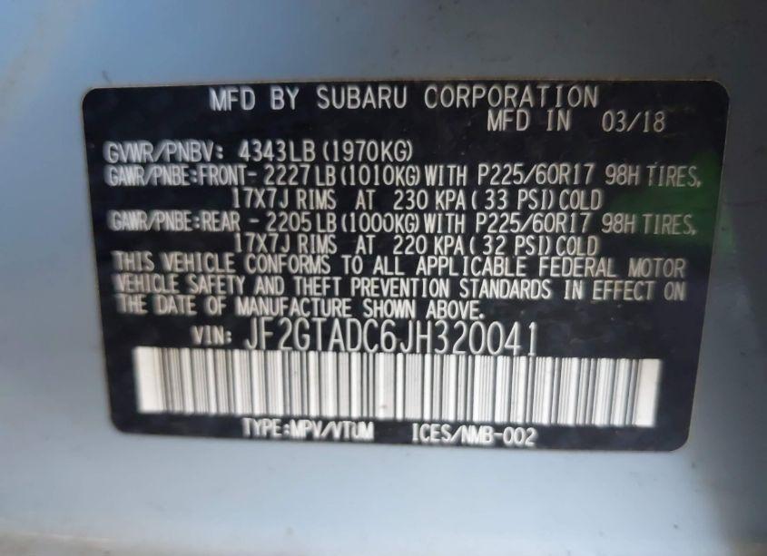 Photo 9 of 2018 Subaru Crosstrek 2.0I PREMIUM (VIN JF2GTADC6JH320041)