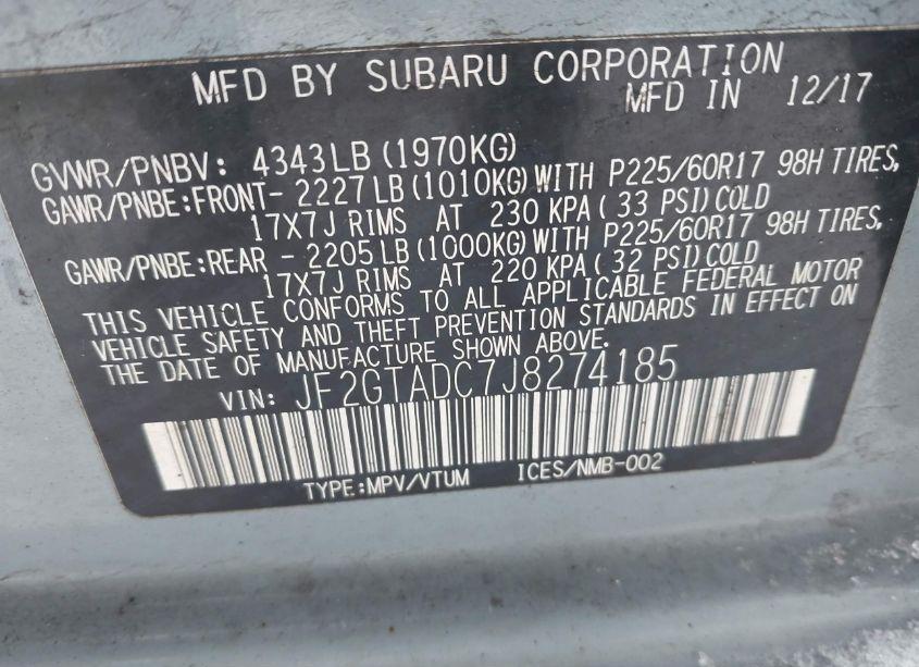 Photo 9 of 2018 Subaru Crosstrek 2.0I PREMIUM (VIN JF2GTADC7J8274185)