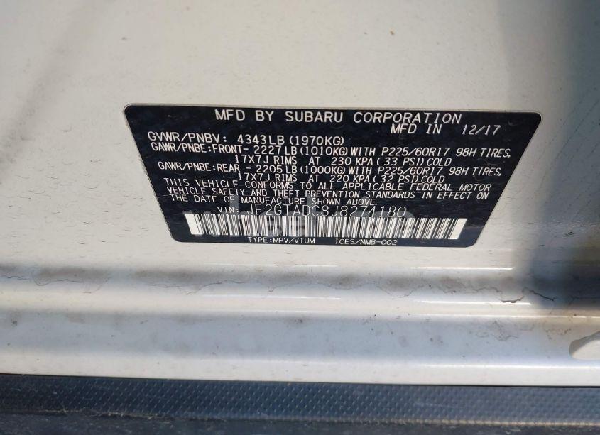 Photo 9 of 2018 Subaru Crosstrek 2.0I PREMIUM (VIN JF2GTADC8J8274180)