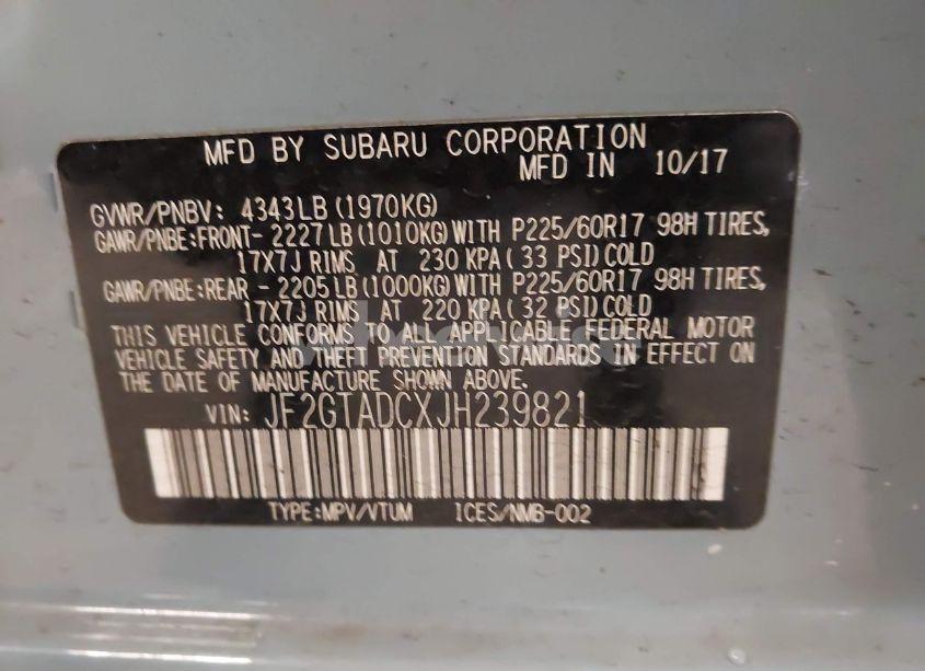 Photo 9 of 2018 Subaru Crosstrek 2.0I PREMIUM (VIN JF2GTADCXJH239821)