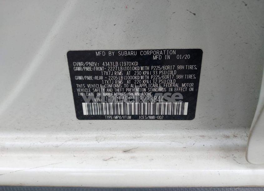 Photo 9 of 2020 Subaru Crosstrek PREMIUM (VIN JF2GTAEC1L8233844)