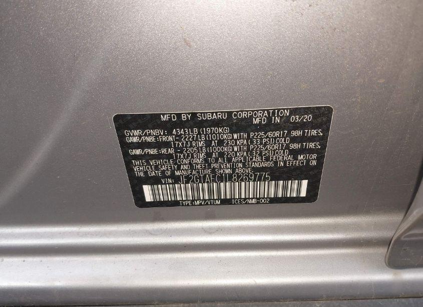 Photo 9 of 2020 Subaru Crosstrek PREMIUM (VIN JF2GTAEC1L8269775)