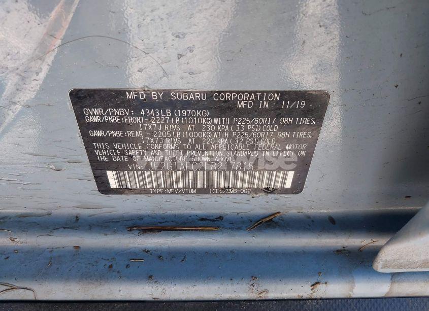 Photo 9 of 2020 Subaru Crosstrek PREMIUM (VIN JF2GTAEC2L8217815)