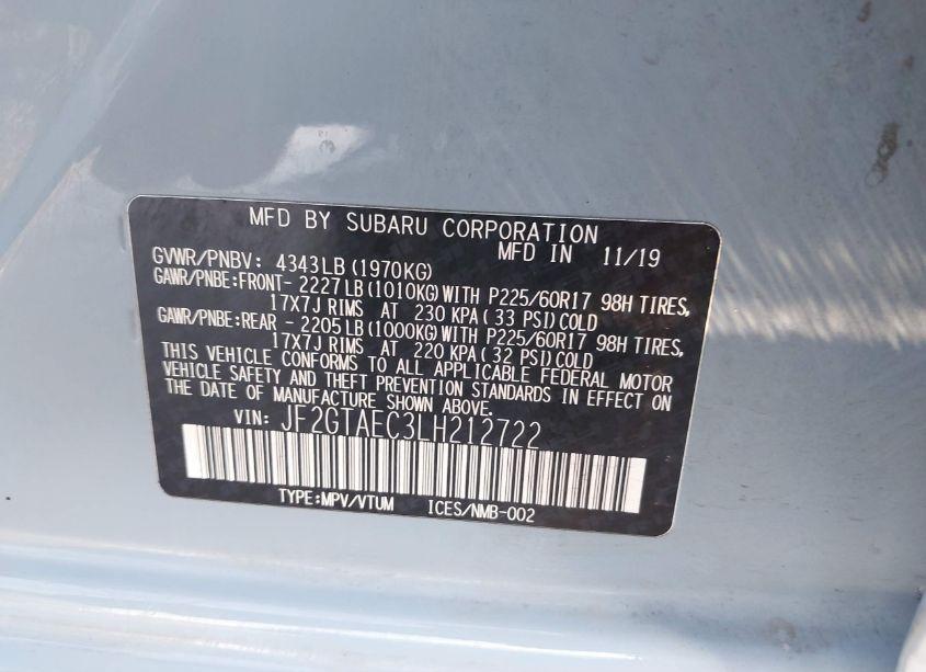 Photo 9 of 2020 Subaru Crosstrek PREMIUM (VIN JF2GTAEC3LH212722)