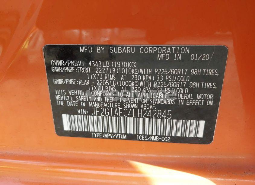 Photo 9 of 2020 Subaru Crosstrek PREMIUM (VIN JF2GTAEC4LH242845)