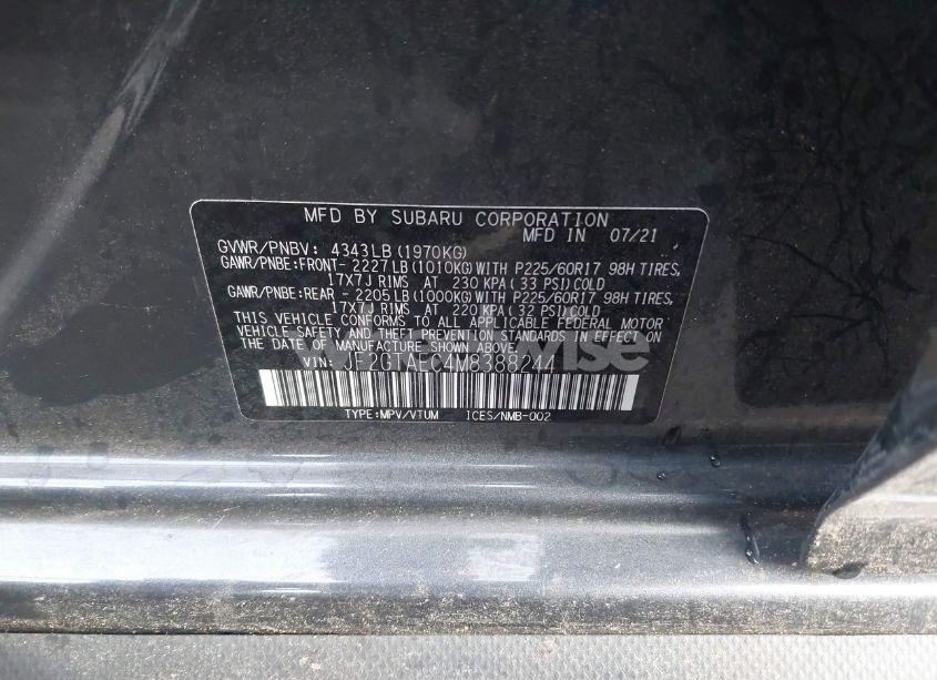 Photo 9 of 2021 Subaru Crosstrek PREMIUM (VIN JF2GTAEC4M8388244)