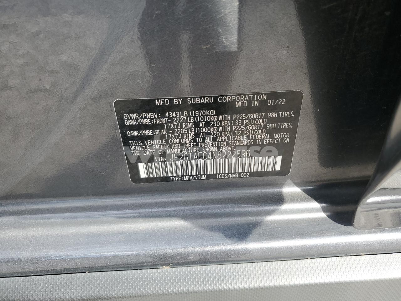 Photo 13 of 2022 SUBARU CROSSTREK PREMIUM (VIN JF2GTAEC4N8222596)