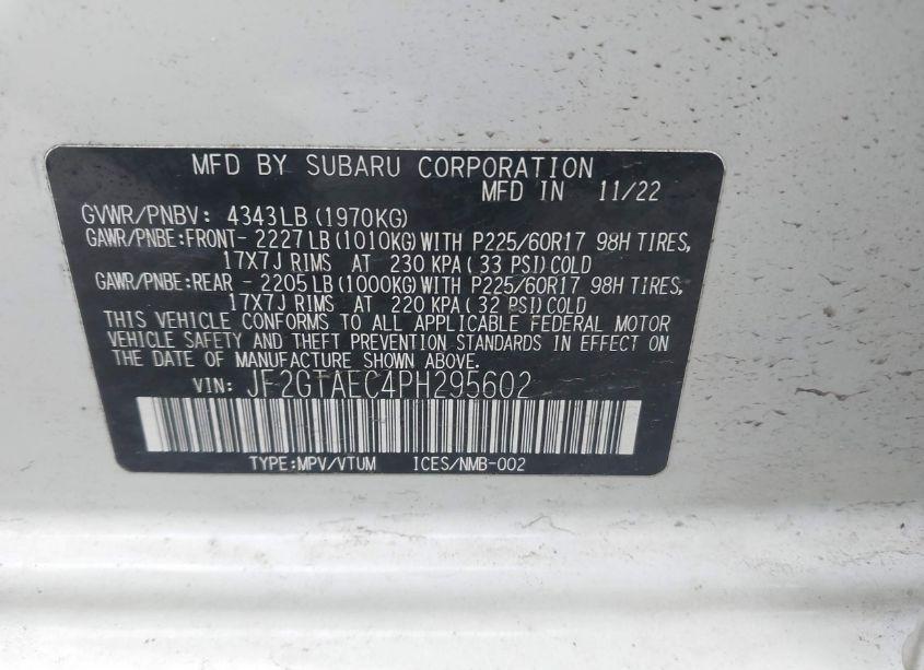 Photo 9 of 2023 Subaru Crosstrek PREMIUM (VIN JF2GTAEC4PH295602)