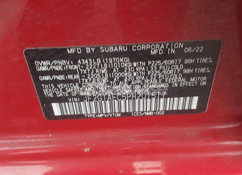 Photo 9 of 2023 Subaru Crosstrek PREMIUM (VIN JF2GTAEC5PH201517)