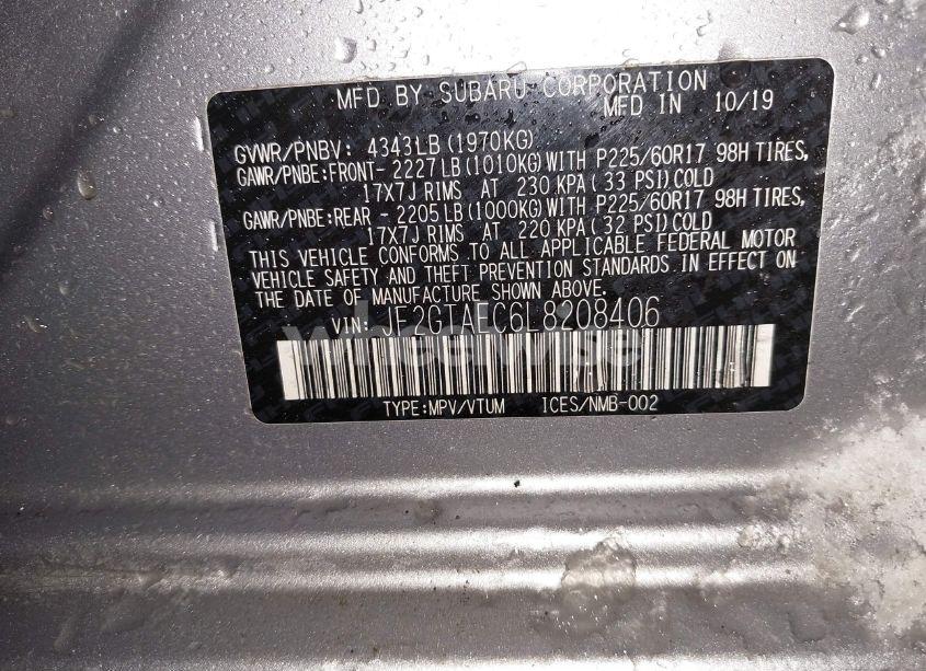 Photo 9 of 2020 Subaru Crosstrek PREMIUM (VIN JF2GTAEC6L8208406)