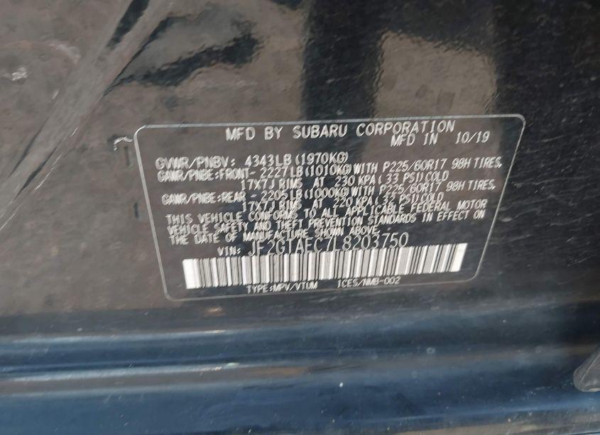 Photo 9 of 2020 Subaru Crosstrek PREMIUM (VIN JF2GTAEC7L8203750)