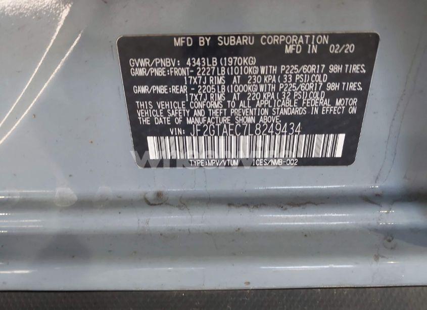 Photo 9 of 2020 Subaru Crosstrek PREMIUM (VIN JF2GTAEC7L8249434)