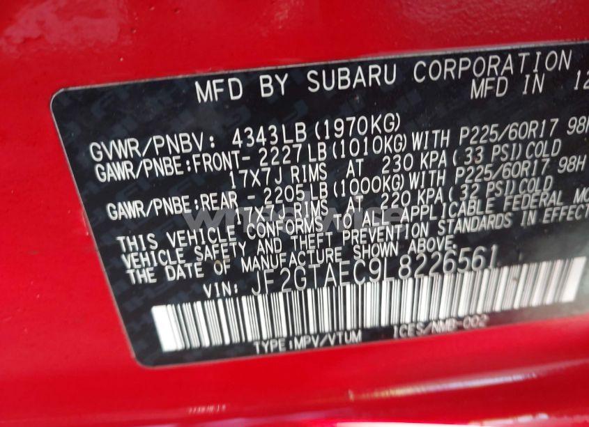 Photo 9 of 2020 Subaru Crosstrek PREMIUM (VIN JF2GTAEC9L8226561)