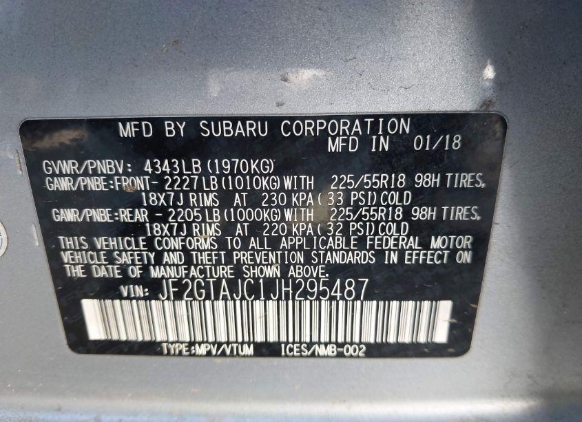 Photo 9 of 2018 Subaru Crosstrek 2.0I LIMITED (VIN JF2GTAJC1JH295487)