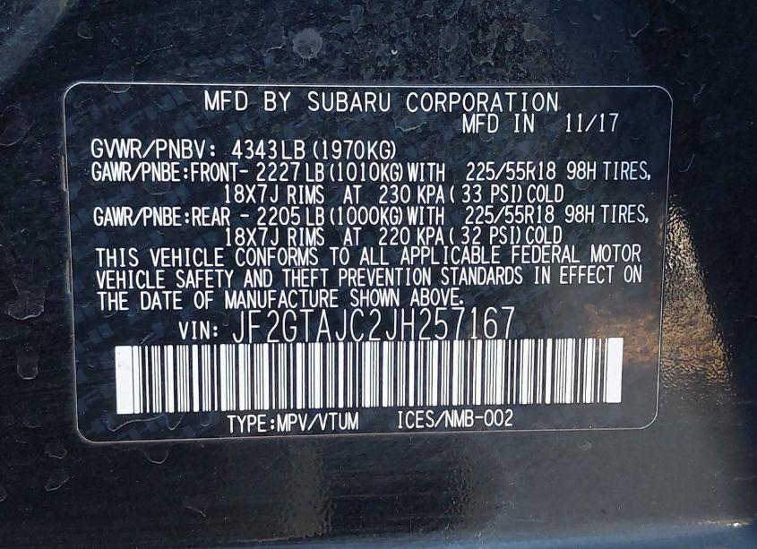 Photo 9 of 2018 Subaru Crosstrek 2.0I LIMITED (VIN JF2GTAJC2JH257167)