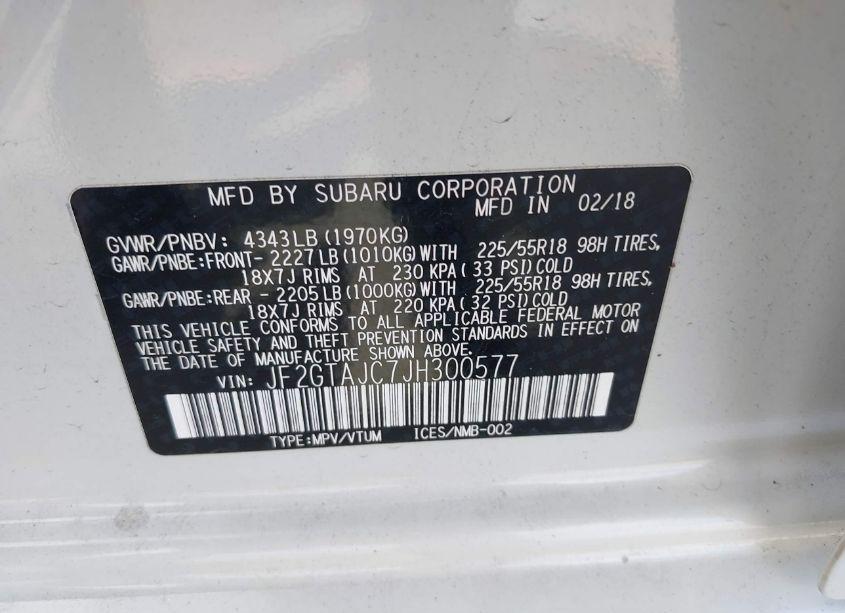 Photo 9 of 2018 Subaru Crosstrek 2.0I LIMITED (VIN JF2GTAJC7JH300577)