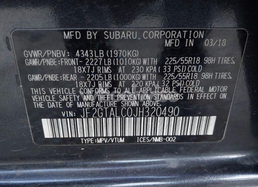 Photo 9 of 2018 Subaru Crosstrek 2.0I LIMITED (VIN JF2GTALC0JH320490)