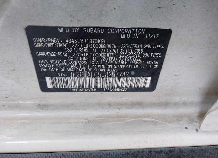 Photo 9 of 2018 Subaru Crosstrek 2.0I LIMITED (VIN JF2GTALC5J8257743)