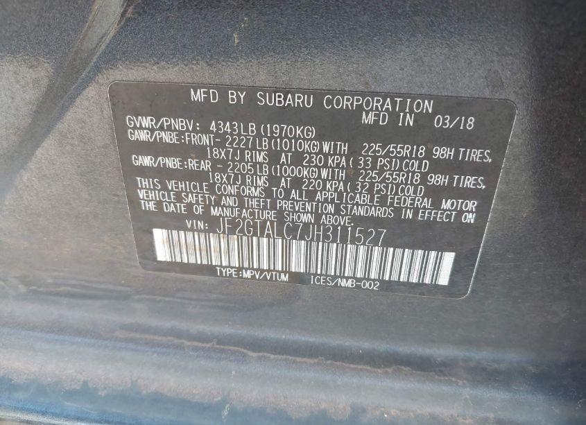 Photo 9 of 2018 Subaru Crosstrek 2.0I LIMITED (VIN JF2GTALC7JH311527)