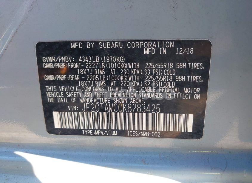 Photo 9 of 2019 Subaru Crosstrek 2.0I LIMITED (VIN JF2GTAMC0K8283425)