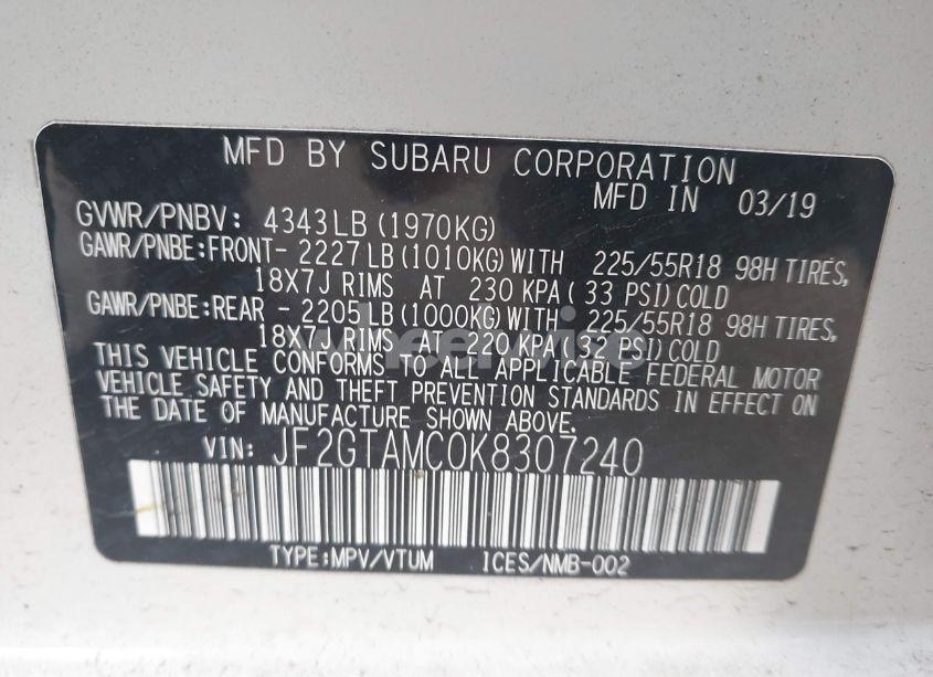 Photo 9 of 2019 Subaru Crosstrek 2.0I LIMITED (VIN JF2GTAMC0K8307240)