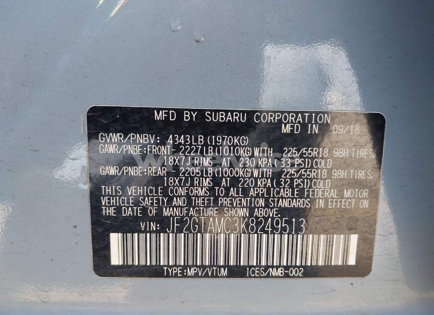 Photo 9 of 2019 Subaru Crosstrek 2.0I LIMITED (VIN JF2GTAMC3K8249513)