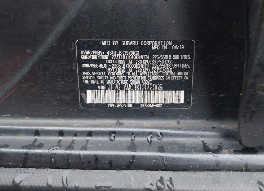 Photo 9 of 2019 Subaru Crosstrek 2.0I LIMITED (VIN JF2GTAMC3K8322069)