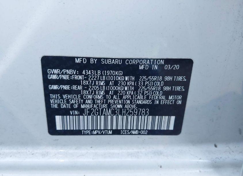 Photo 9 of 2020 Subaru Crosstrek LIMITED (VIN JF2GTAMC3LH259783)