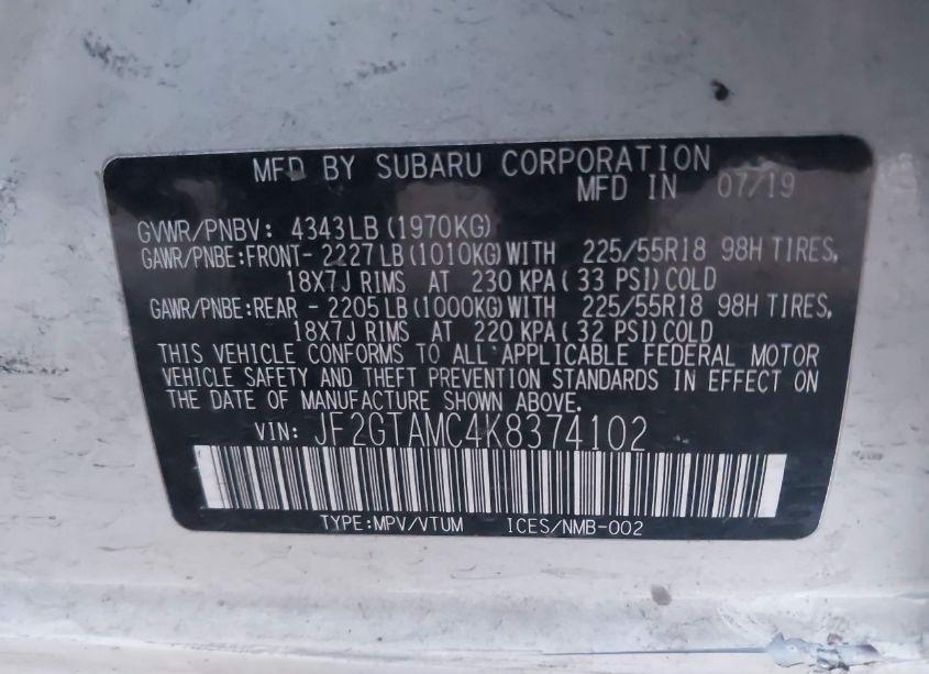 Photo 9 of 2019 Subaru Crosstrek 2.0I LIMITED (VIN JF2GTAMC4K8374102)