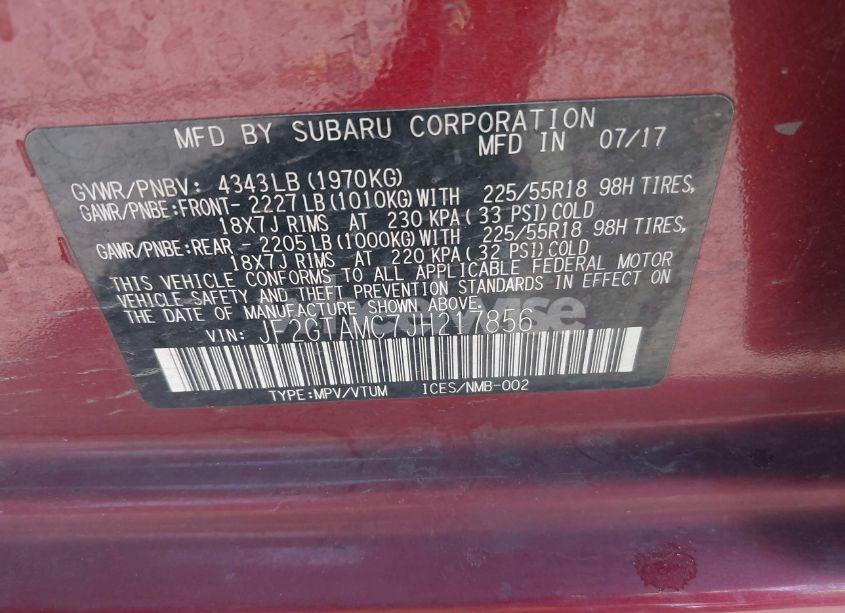 Photo 9 of 2018 Subaru Crosstrek 2.0I LIMITED (VIN JF2GTAMC7JH217856)