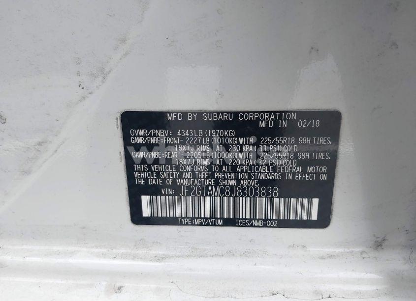 Photo 9 of 2018 Subaru Crosstrek 2.0I LIMITED (VIN JF2GTAMC8J8303838)