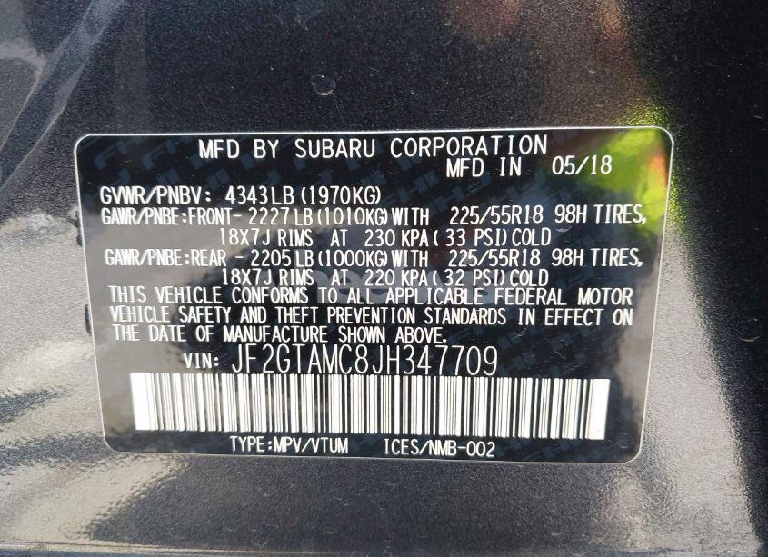 Photo 9 of 2018 Subaru Crosstrek 2.0I LIMITED (VIN JF2GTAMC8JH347709)