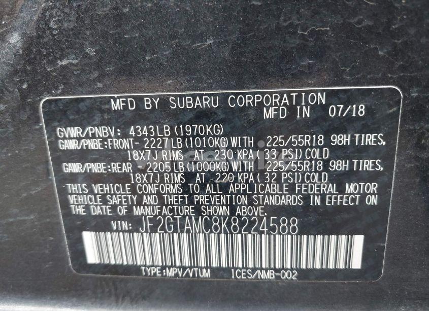 Photo 9 of 2019 Subaru Crosstrek 2.0I LIMITED (VIN JF2GTAMC8K8224588)