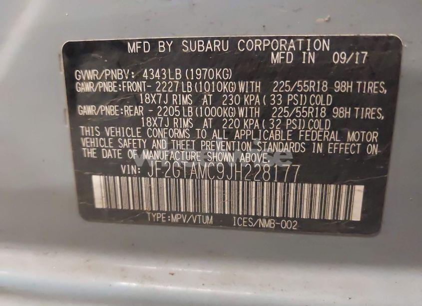 Photo 9 of 2018 Subaru Crosstrek 2.0I LIMITED (VIN JF2GTAMC9JH228177)