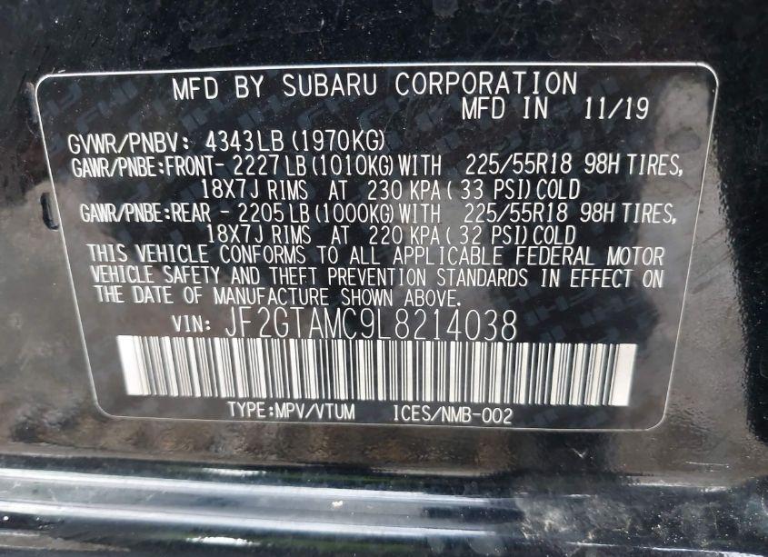 Photo 9 of 2020 Subaru Crosstrek LIMITED (VIN JF2GTAMC9L8214038)