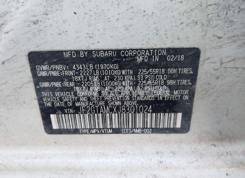 Photo 9 of 2018 Subaru Crosstrek 2.0I LIMITED (VIN JF2GTAMCXJ8301024)