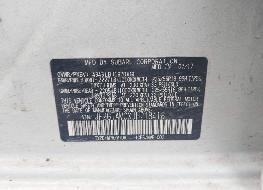 Photo 9 of 2018 Subaru Crosstrek 2.0I LIMITED (VIN JF2GTAMCXJH218418)