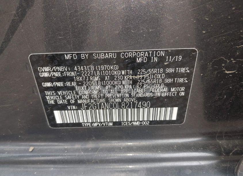 Photo 9 of 2020 Subaru Crosstrek LIMITED (VIN JF2GTANC0L8217490)