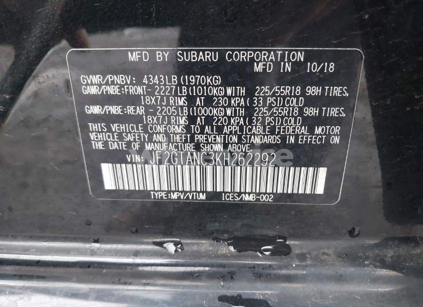 Photo 9 of 2019 Subaru Crosstrek 2.0I LIMITED (VIN JF2GTANC3KH262292)