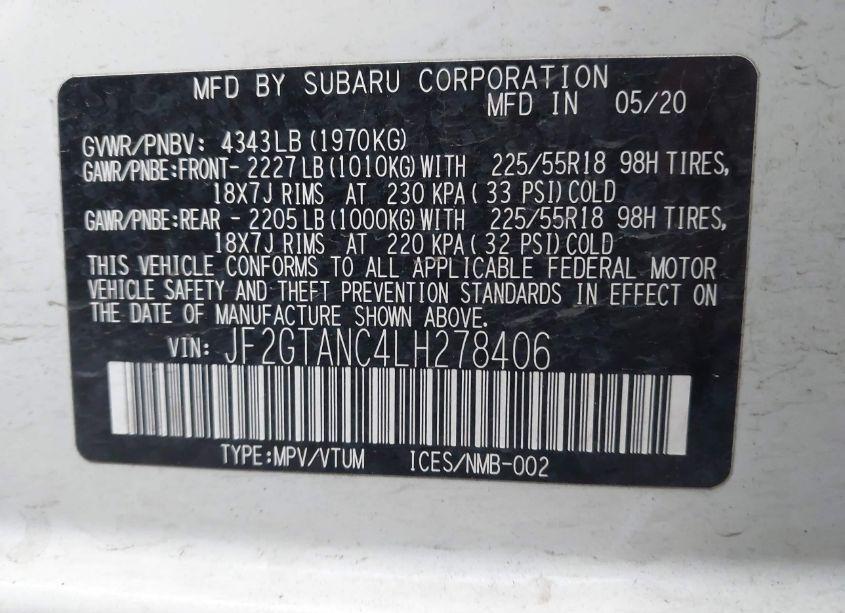 Photo 9 of 2020 Subaru Crosstrek LIMITED (VIN JF2GTANC4LH278406)