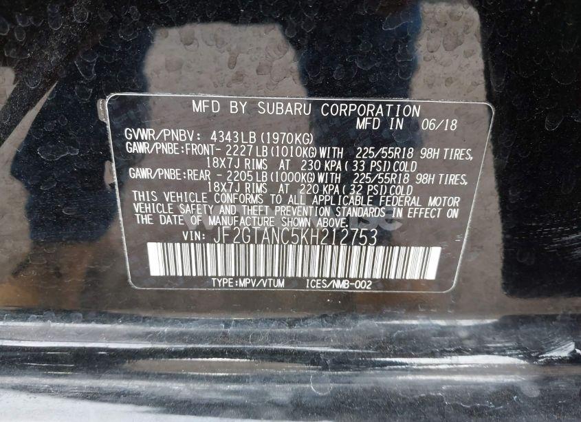 Photo 9 of 2019 Subaru Crosstrek 2.0I LIMITED (VIN JF2GTANC5KH212753)