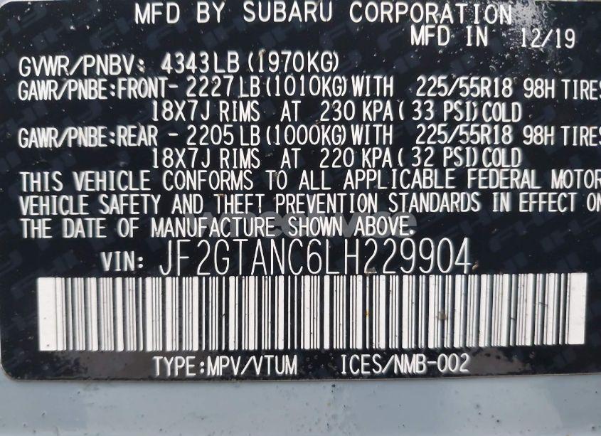 Photo 9 of 2020 Subaru Crosstrek LIMITED (VIN JF2GTANC6LH229904)