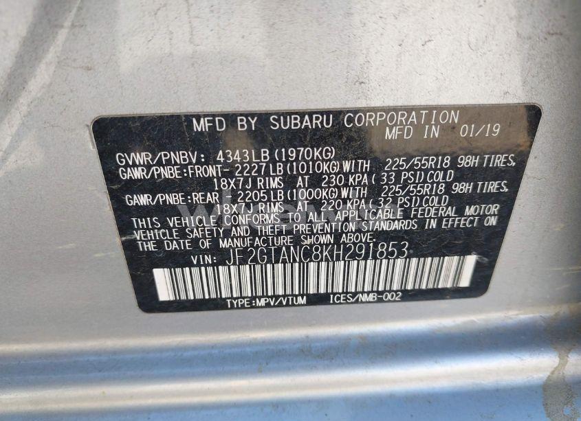 Photo 9 of 2019 Subaru Crosstrek 2.0I LIMITED (VIN JF2GTANC8KH291853)