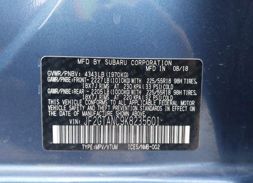 Photo 9 of 2019 Subaru Crosstrek 2.0I LIMITED (VIN JF2GTANC9K8235601)