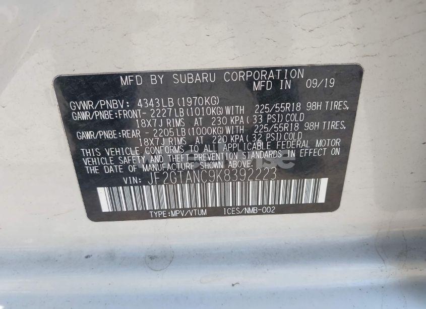 Photo 9 of 2019 Subaru Crosstrek 2.0I LIMITED (VIN JF2GTANC9K8392223)